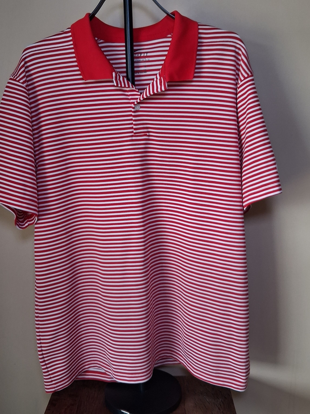 Nike Golf Polo Men's Red And White Dri-Fit Standard Fit Shirt; Sz. XL